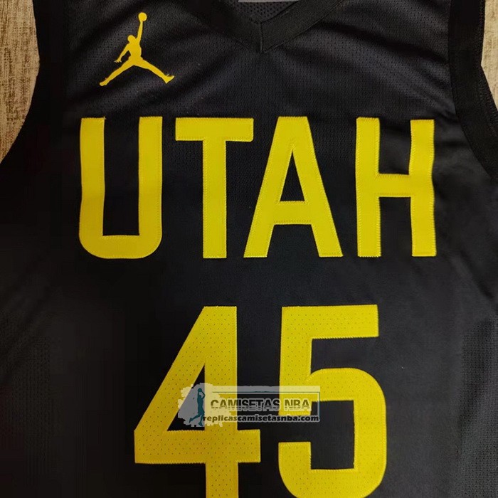 Camiseta Utah Jazz Donovan Mitchell NO 45 Statement Autentico 2022-23 Negro